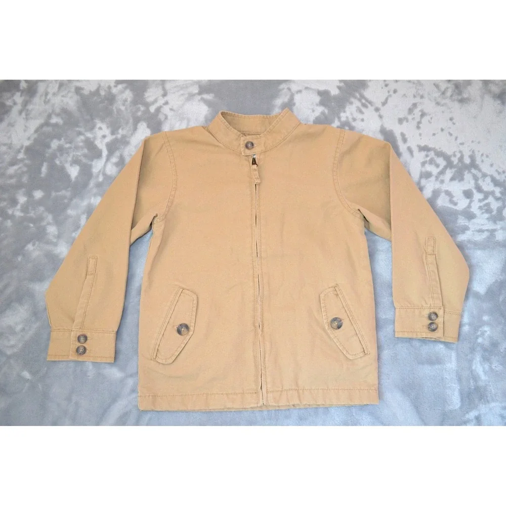Children's Place Beige Canvas Bomber Jacket Size Small 5/6 Full Zip Nwt's